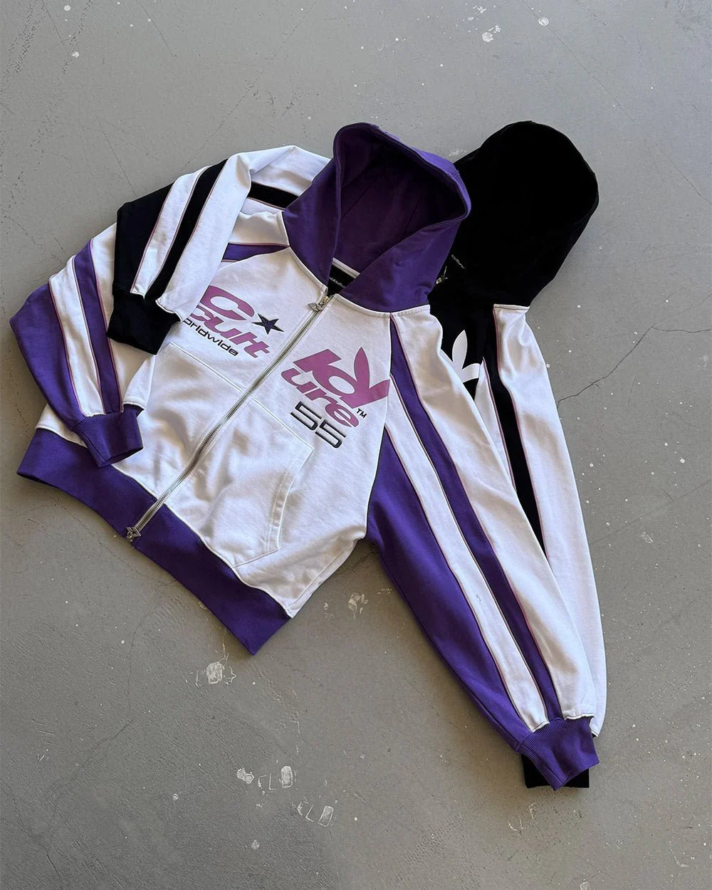 Cold Culture tease me zip hoodie white & purple