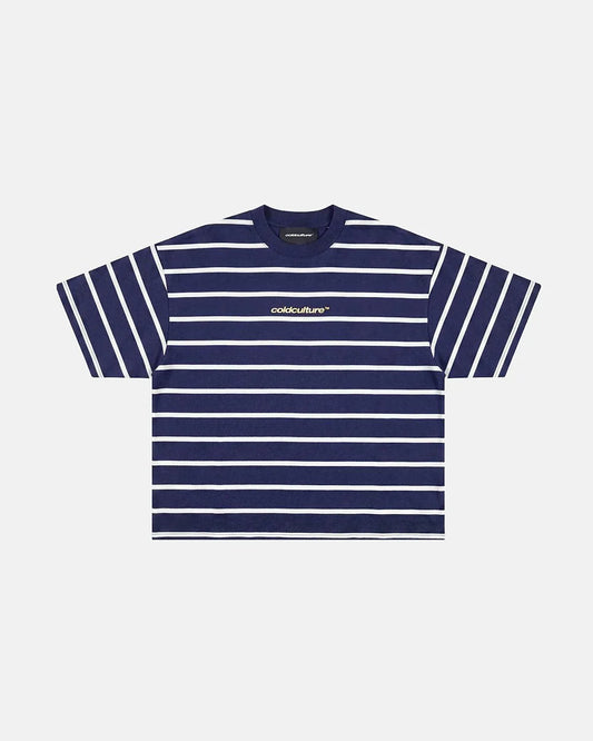 Cold Culture bay stripe tee navy