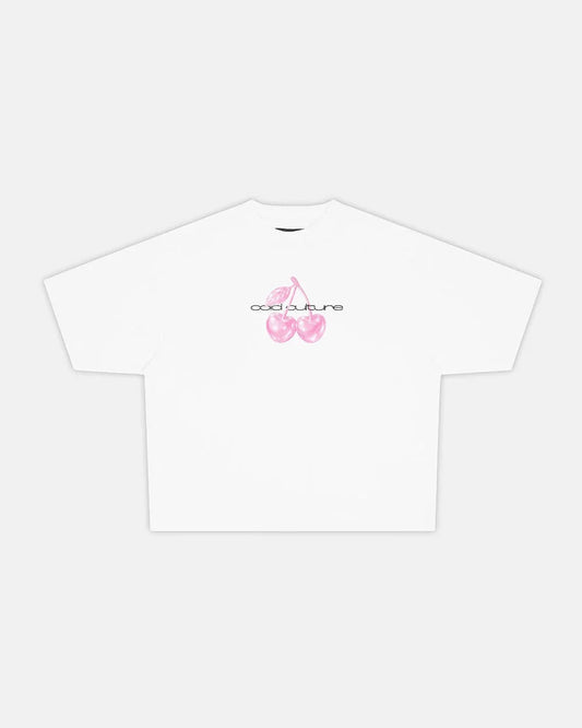 Cold Culture berry tee white