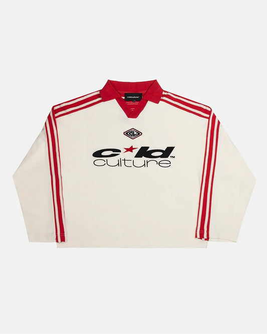 Cold Culture classic raw polo longsleeve cream