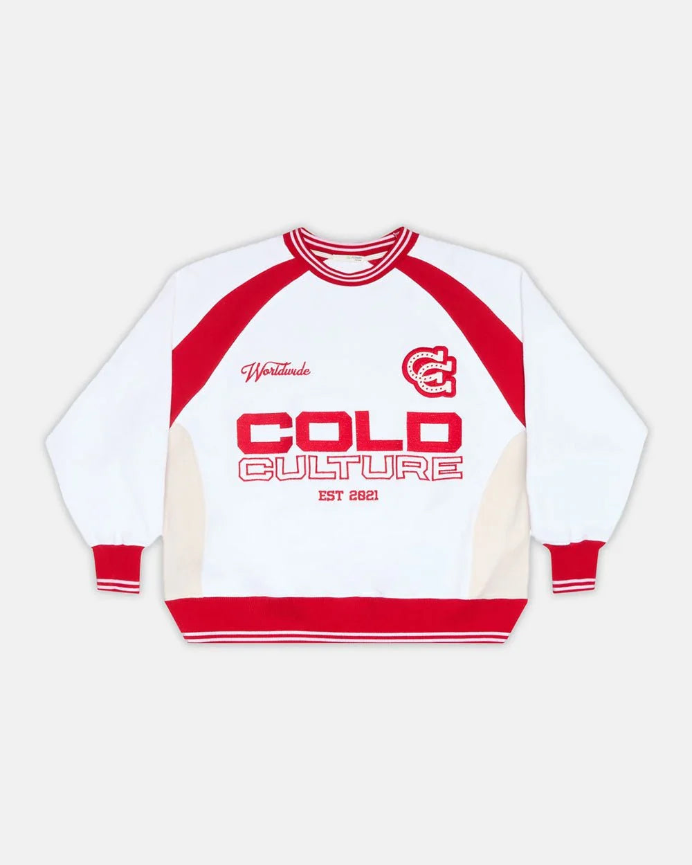 Cold Culture cowboy varsity crewneck fiery red