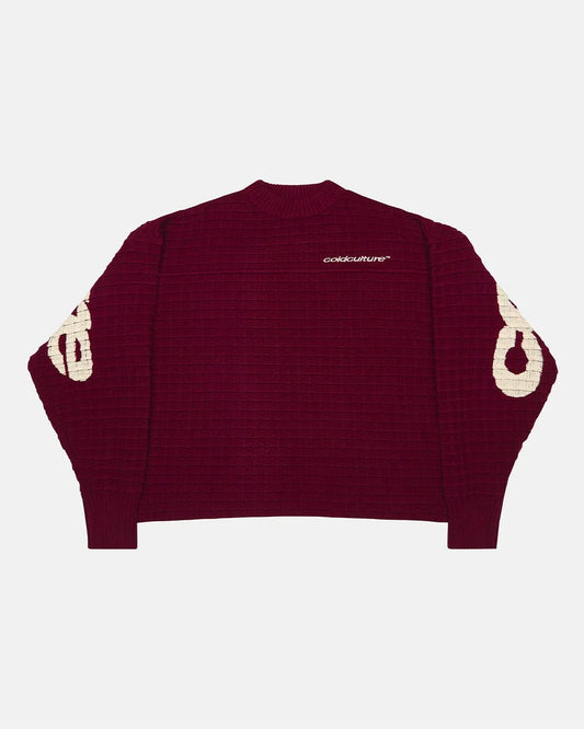 Cold Culture crunchy waffle knit burgundy