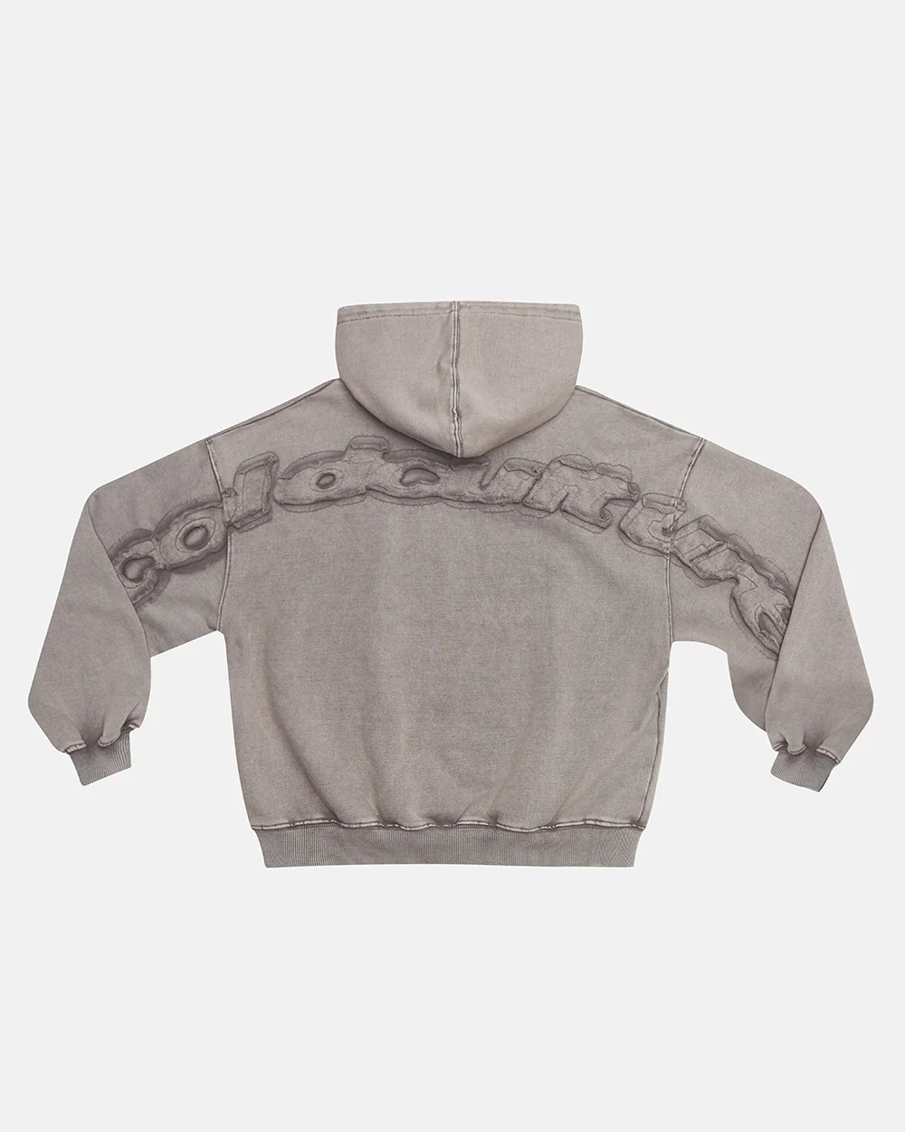 Cold Culture distress curved hoodie washed grey