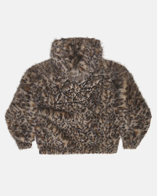 Cold Culture fur hoodie brown leopard
