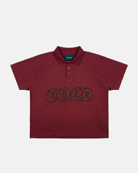 Cold Culture gothic distressed polo burgundy