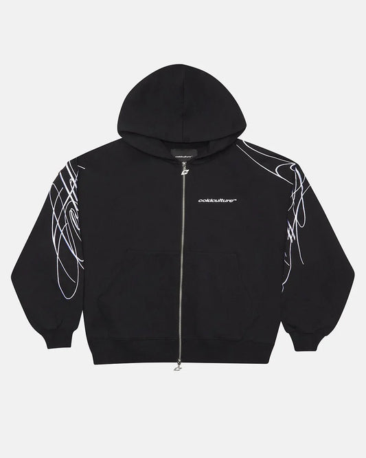 Cold Culture new script zip hoodie black