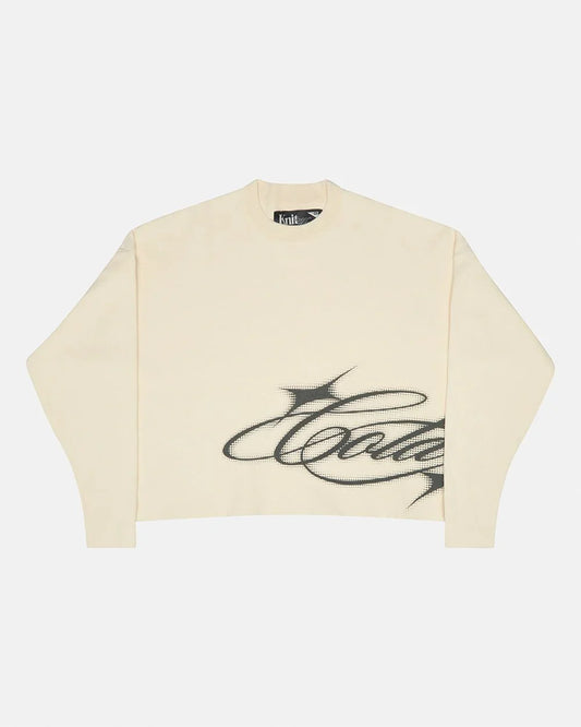 Cold Culture sparkly script knit off white
