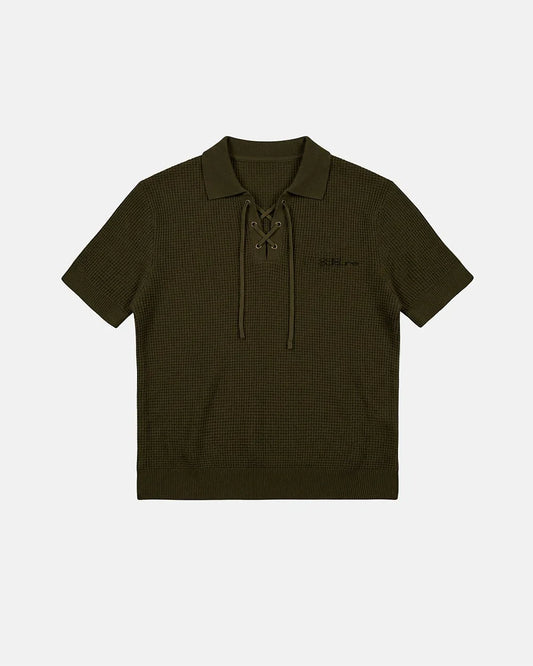 Cold Culture sparrow knit polo green
