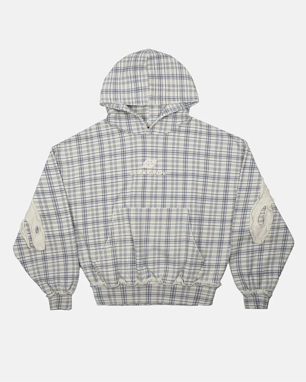 Cold Culture tartan hoodie white & mix of blues