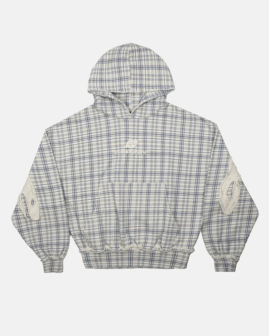 Cold Culture tartan hoodie white & mix of blues