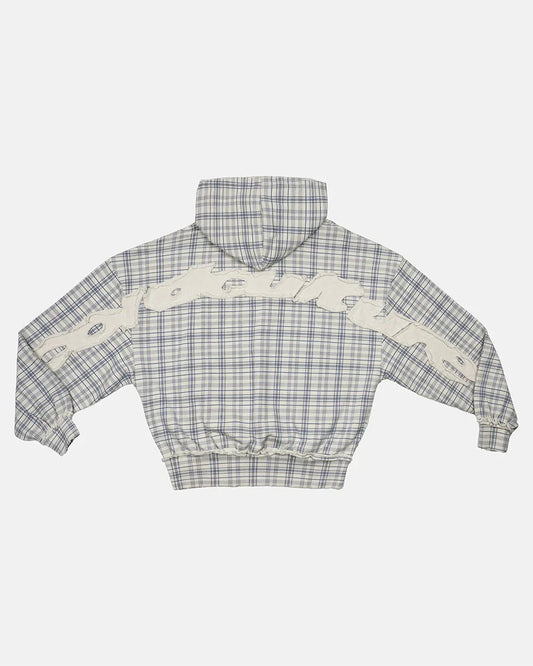 Cold Culture tartan hoodie white & mix of blues