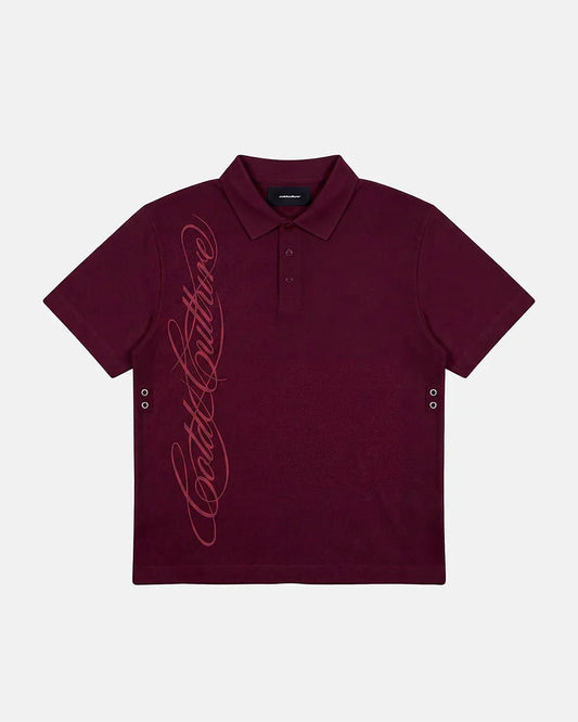 Cold Culture tartan script polo red