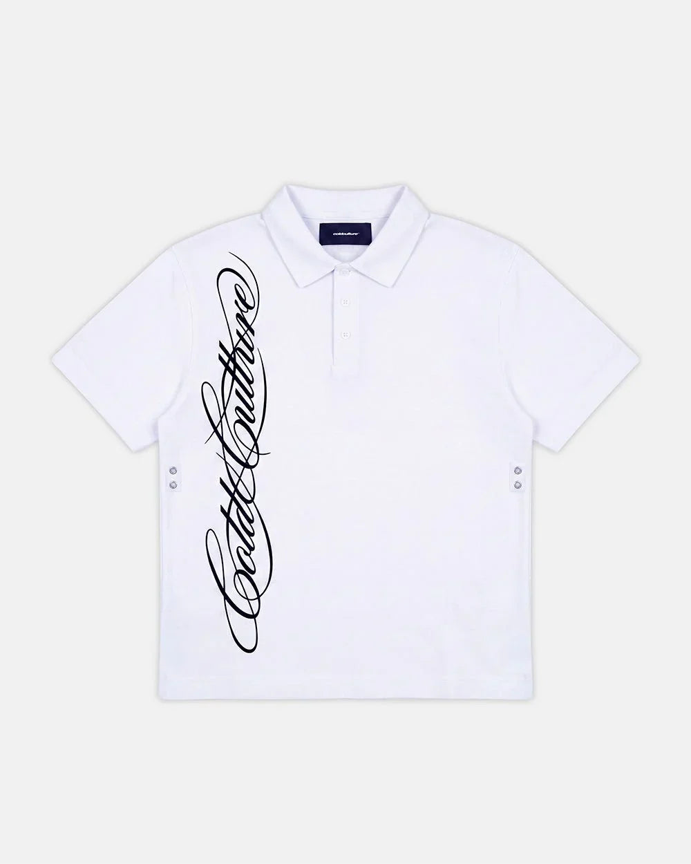 Cold Culture tartan script polo white
