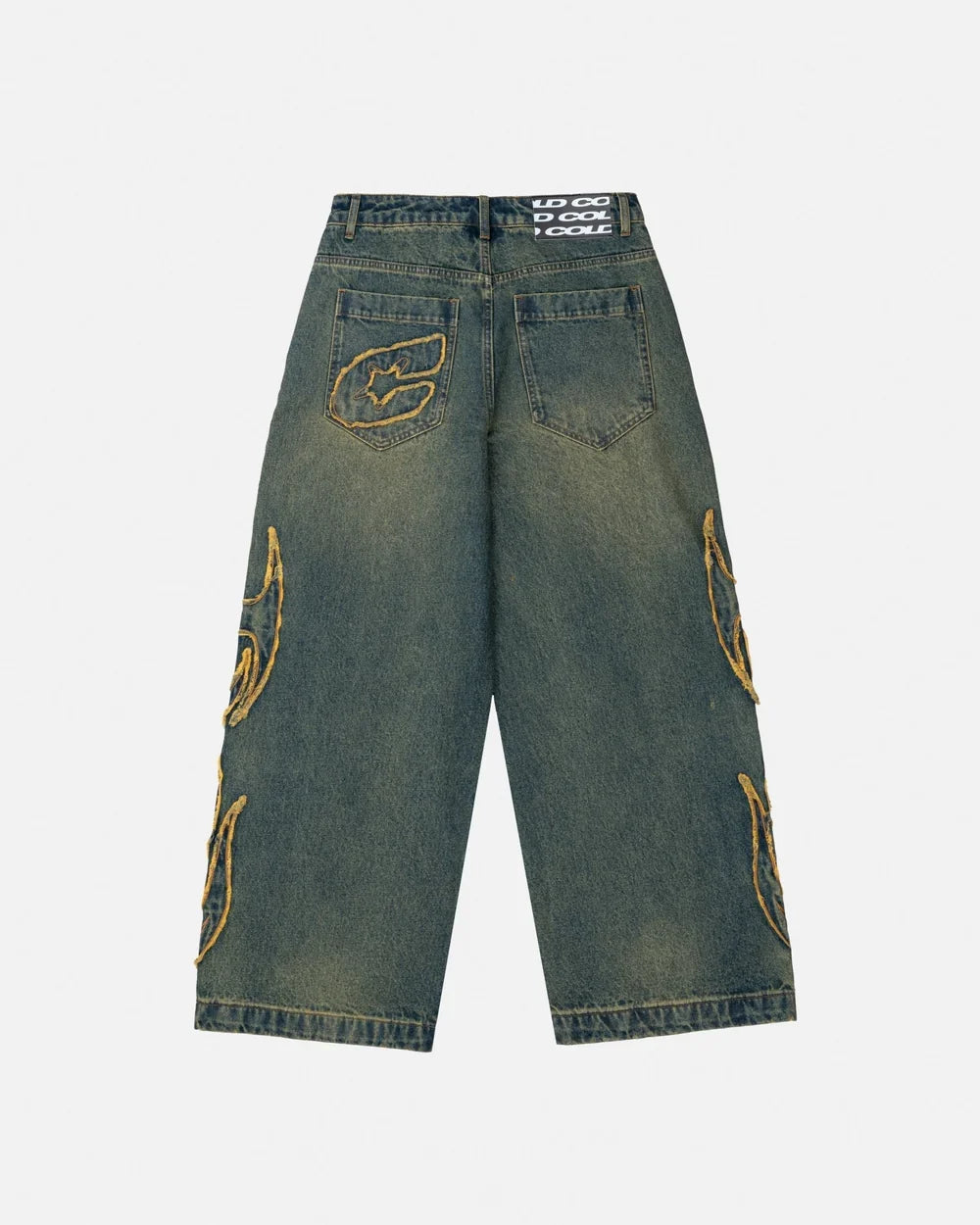 Cold Culture tribal distressed v2 pants green washed denim