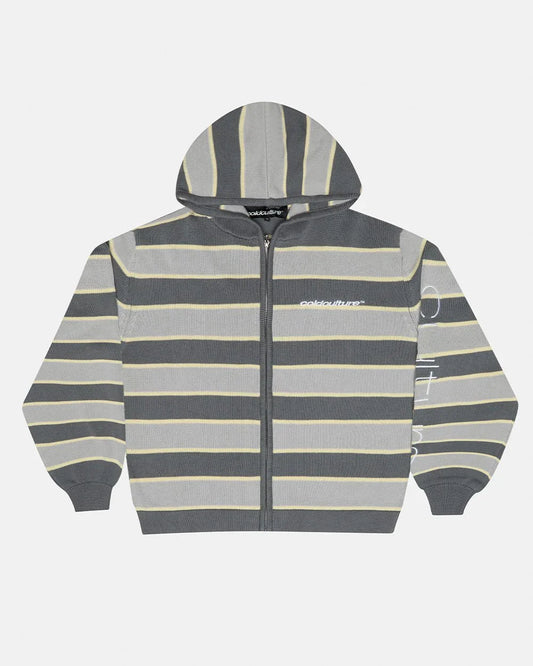 Cold Culture trippy stop zip knit grey